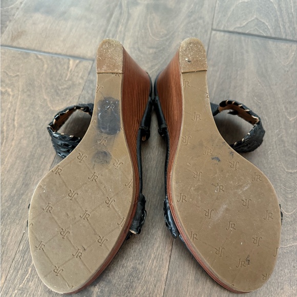 EUC Jack Rogers Layne black leather wedges size 7 - Picture 4 of 7